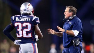 Patriots coach Bill Belichick, right, on Tuesday said he's been inspired by Devin McCourty, left, to do more in the area of social justice, calling McCourty "the ultimate role model."